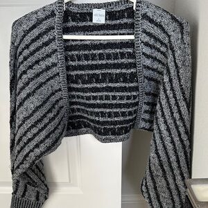 Wild Fable Black and Gray Striped Shrug